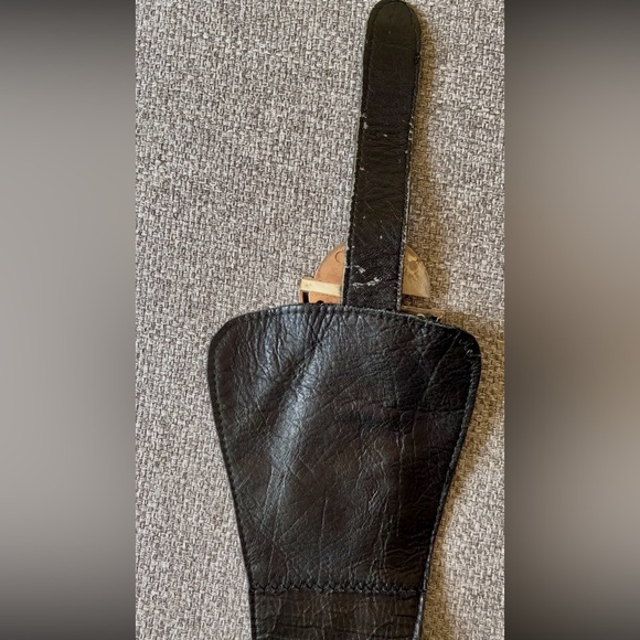 Vintage Suede Black Belt with Silver Buckle - handmade - Picture 9 of 12